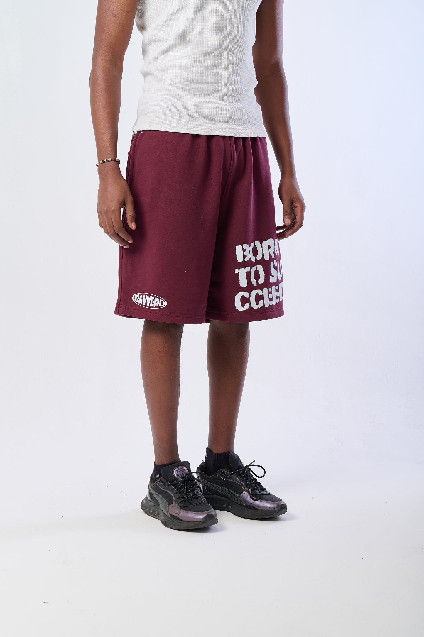 BORN TO SUCCEED BURGUNDY SHORT