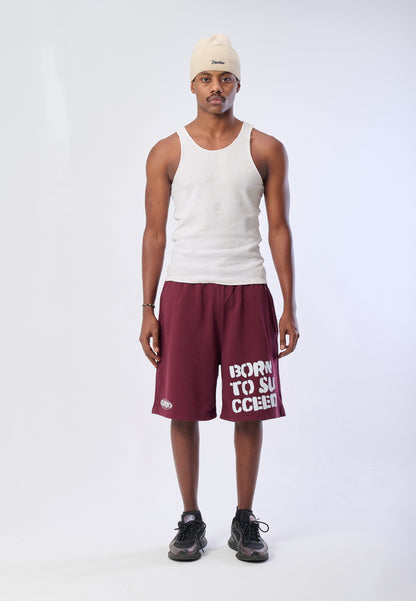 BORN TO SUCCEED BURGUNDY SHORT